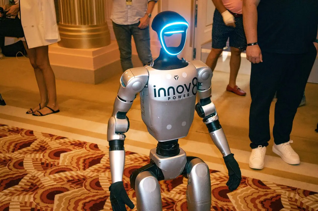 Humanoid robot among event guests in Monaco